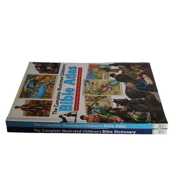 Bible Dictionary & Atlas Book Lot Children's Illustrated Colorful Homeschool - Picture 2 of 9